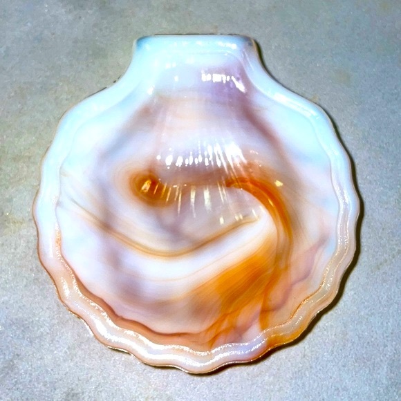 Akro Agate Slag Shell Trinket Dishes Vintage Pair of 2 Pristine Condition NWOT - Picture 4 of 11